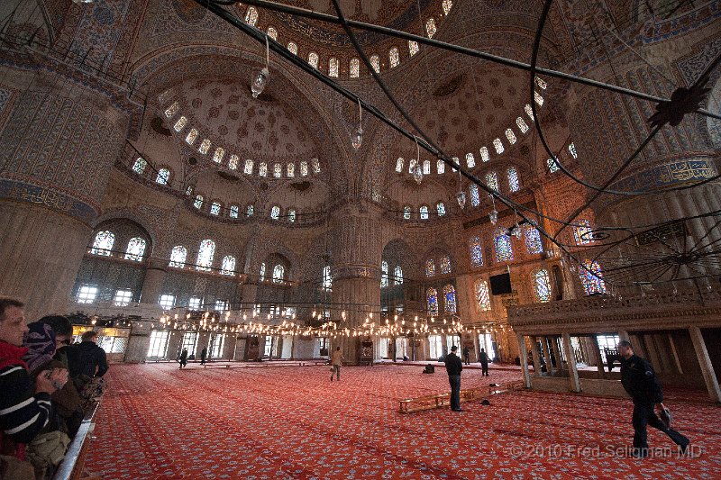 20100401_063446 D3.jpg - Interior, Blue Mosque.  The name is taken from the color of the Iznik tiles used throughout